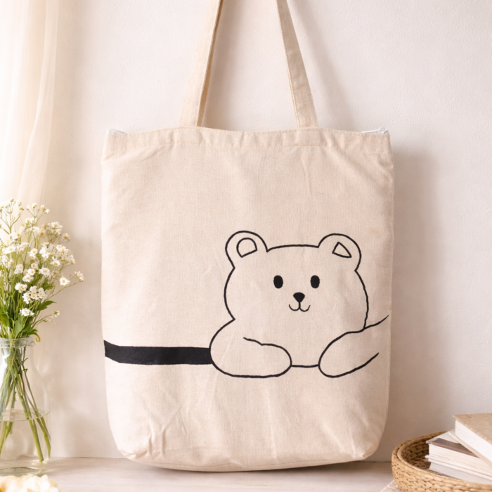 Tanaya Teddy Hug Canvas Tote Bag