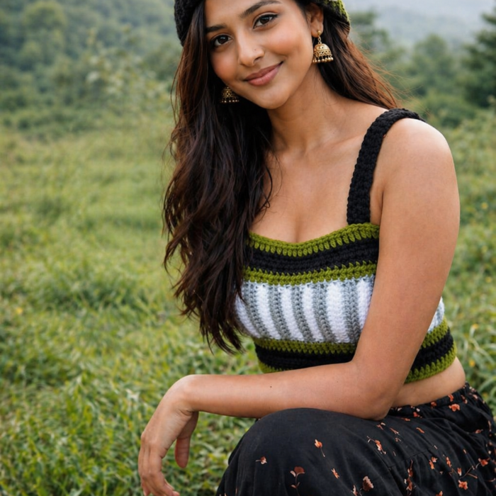 Olive Meadow Crochet Crop Top