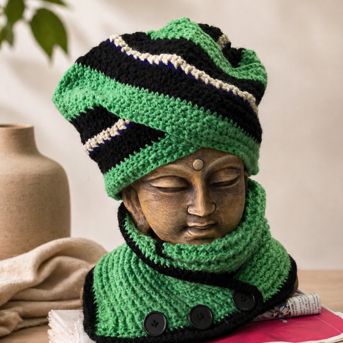 Evergreen Warmth – Beanie & Neck Warmer Set