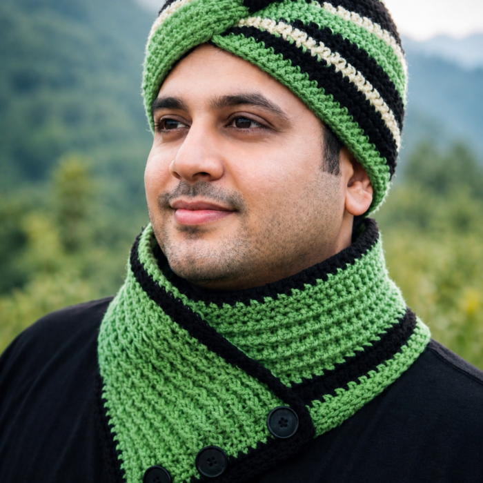 Evergreen Warmth – Beanie & Neck Warmer Set
