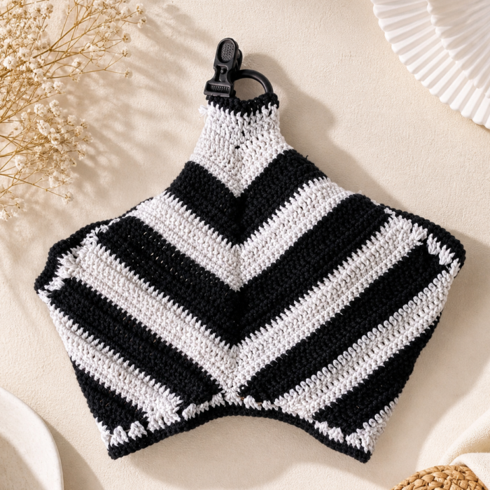 Elegant Black & White Handmade Crochet Top