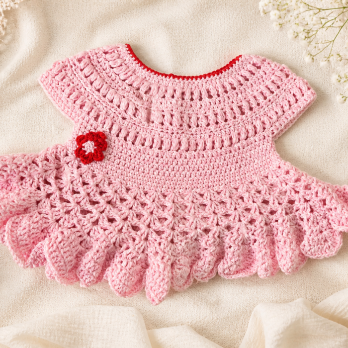 Blush Petal Baby Crochet Dress