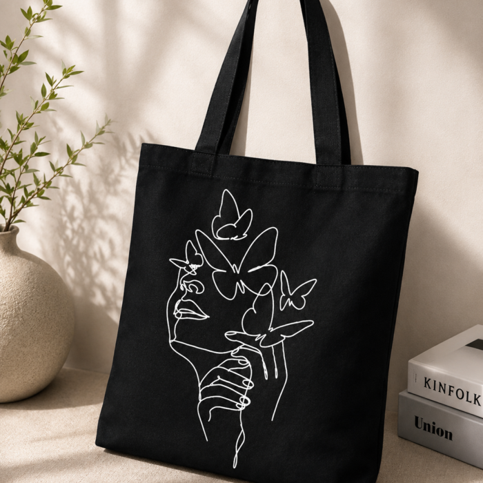 Ink & Wings Black Tote Bag